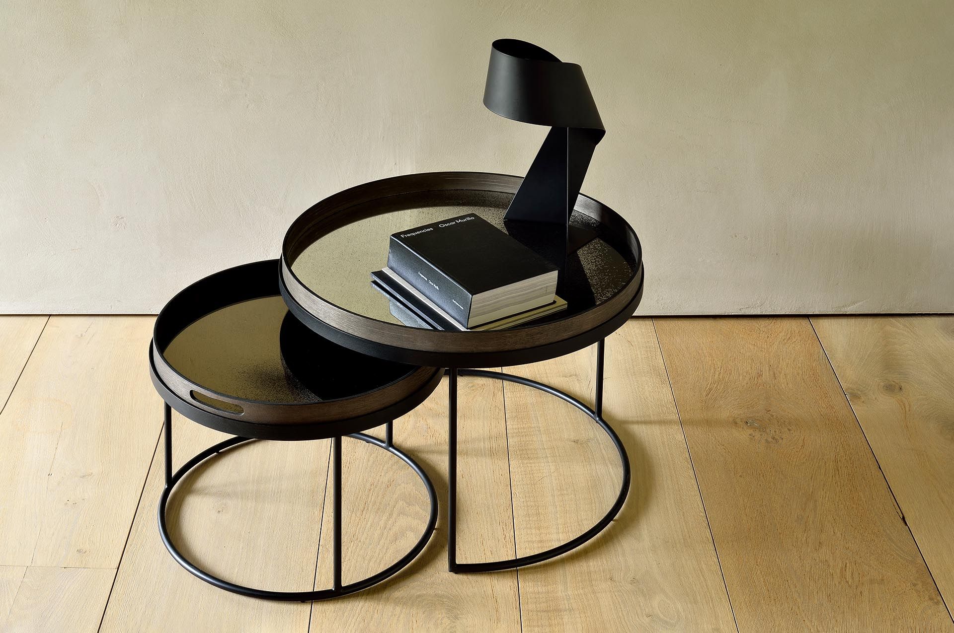 Coffee Table Set of 2 Black Round L/XL Ethnicraft 