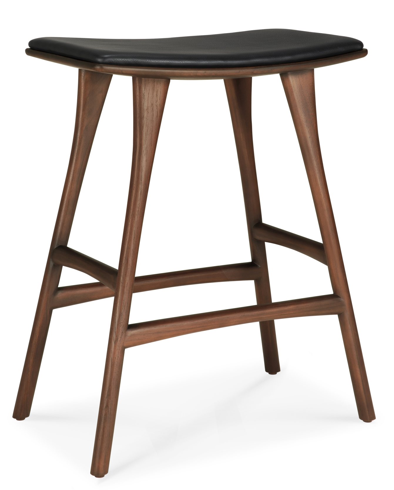 Osso Counter Stool Bar stool with seat cushion leather black Ethnicraft 