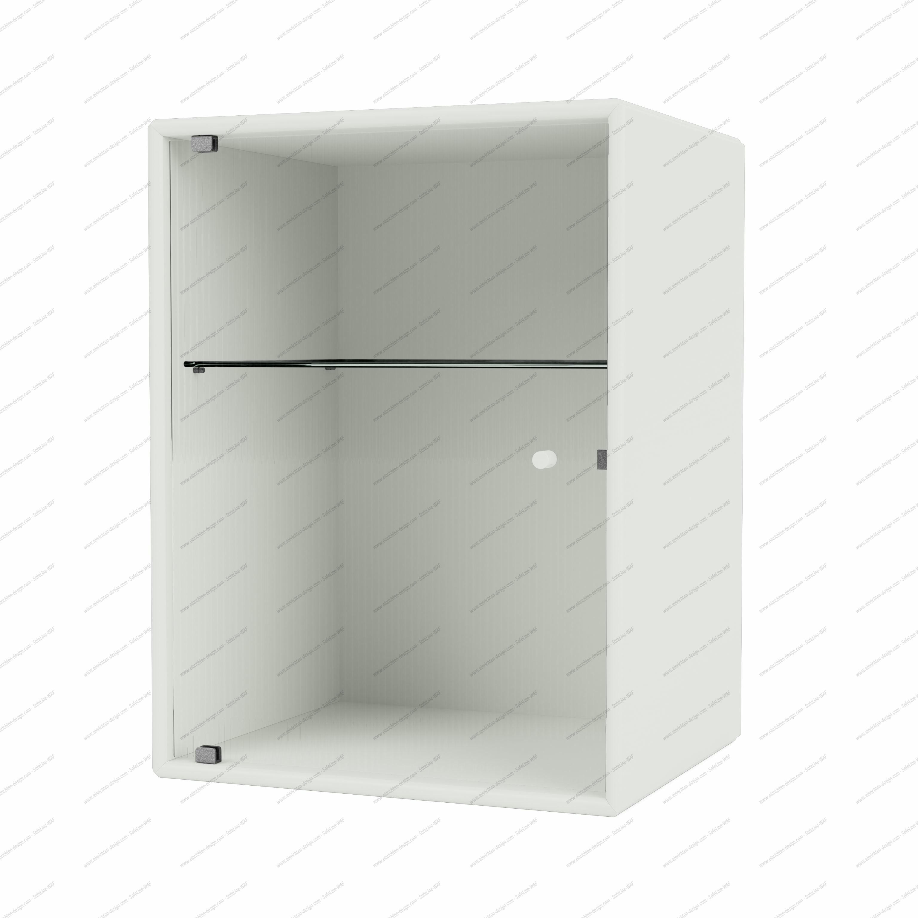 Weißer RIPPLE Badezimmerschrank mit Glasablage für Badutensilien und stilvolle Badmöbel.