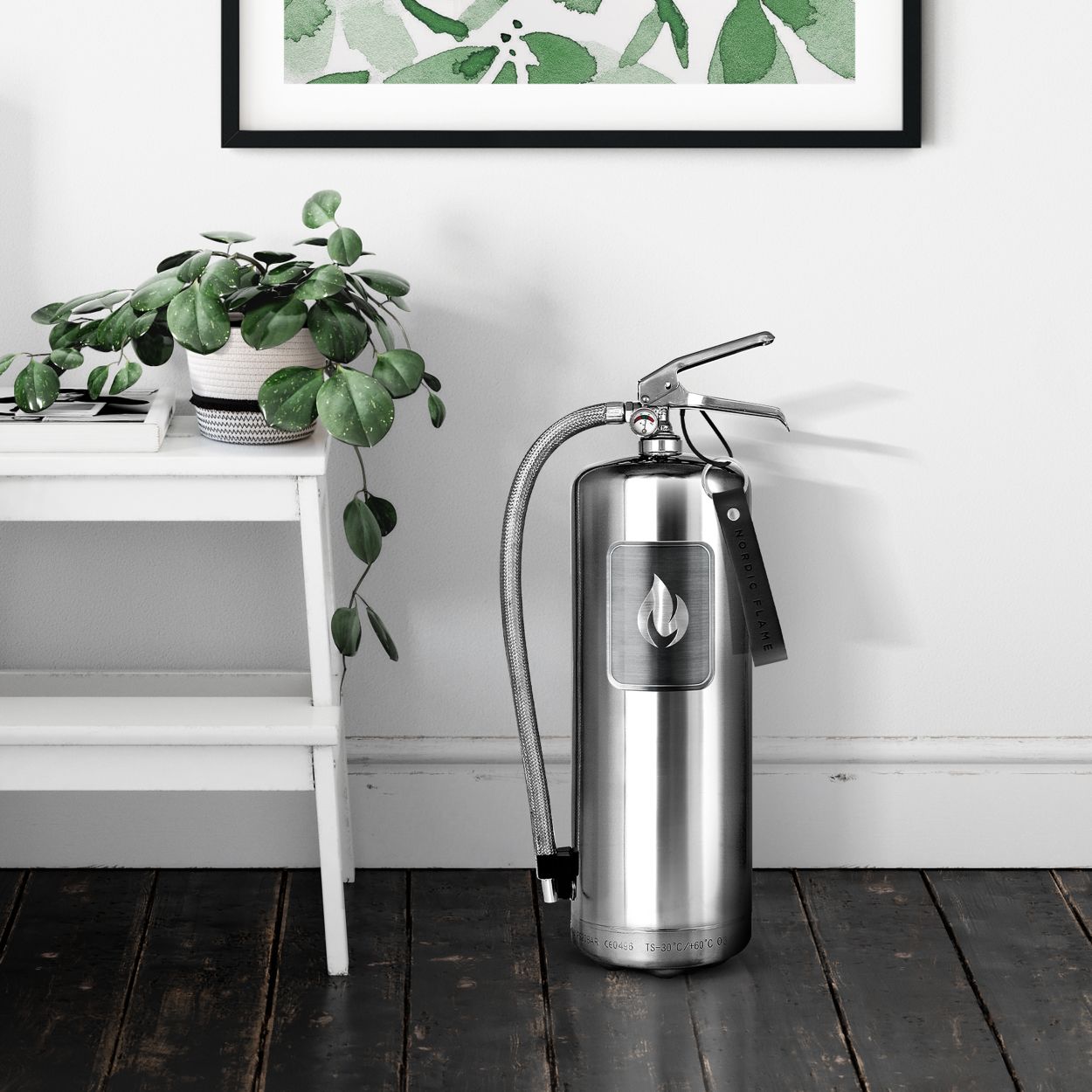 Fire extinguisher Steel Edition 6 kg polished stainless steel Nordic Flame SINGLE PIECES