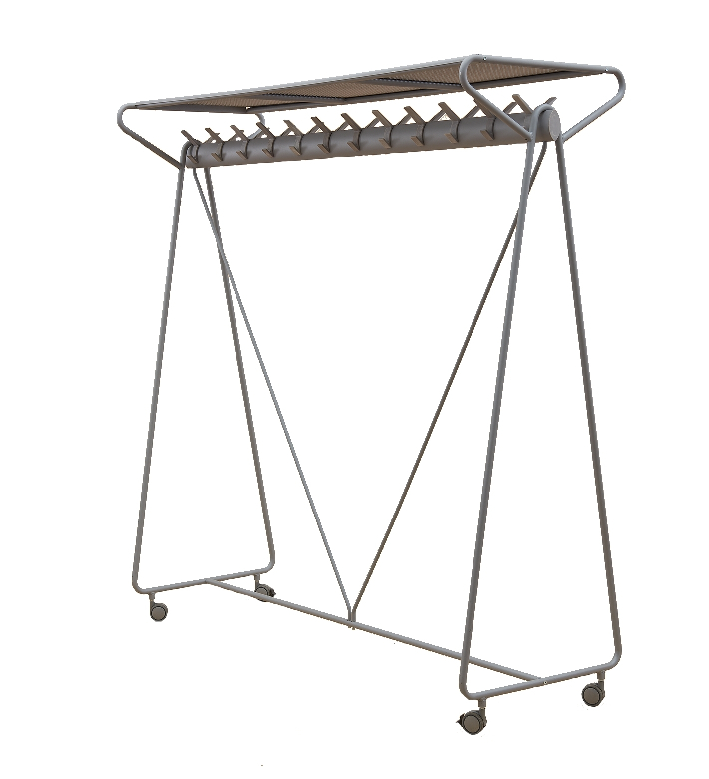 Ellipse Coat hanger on wheels with top shelf Segis