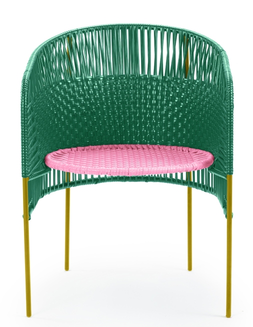 Caribe Dining Chair Outdoor ames Emerald green / bubblegum pink / curry yellow