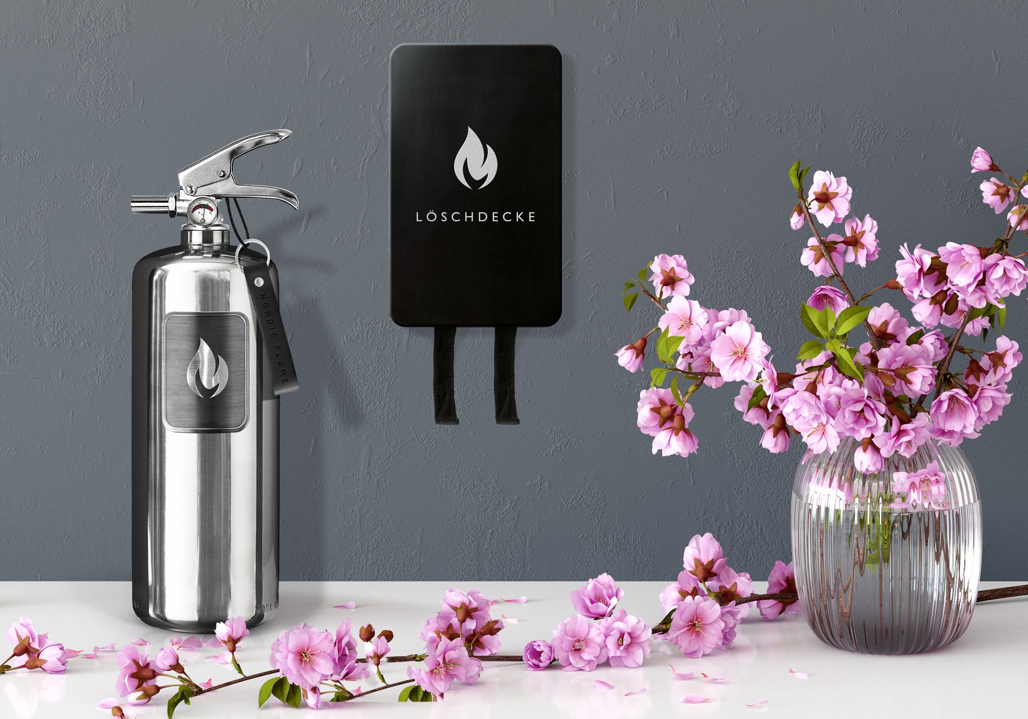 Fire extinguisher Steel Edition 2 kg polished stainless steel Nordic Flame SINGLE PIECES