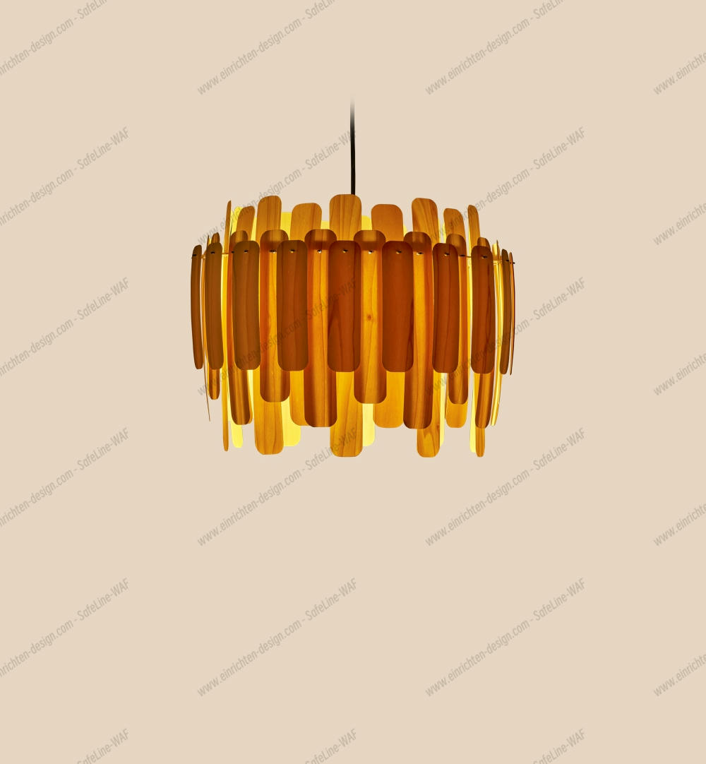 Maruja Pendelleuchte von LZF Lamps: Runde Hängelampe aus Holzstäben, warmes Licht.