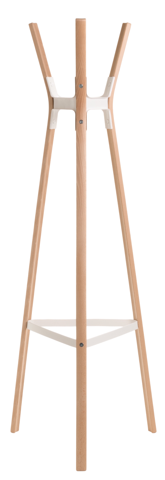 Magis Steelwood Coat Stand Garderobenständer aus hellem Holz und weißem Stahl, modernes Design für Flur und Büro.