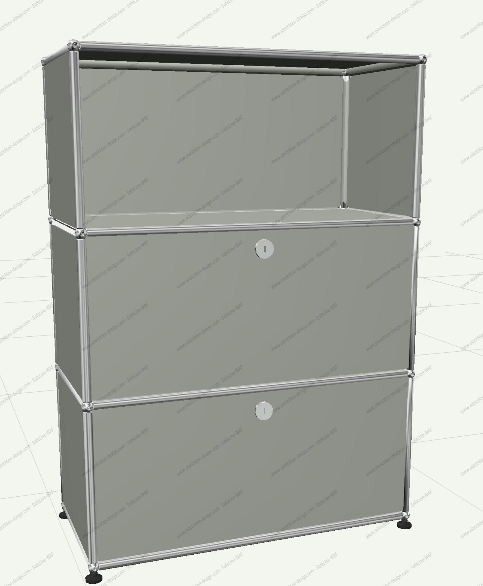 USM Haller Highboard mit 2 Klappen und 1 Fach offen-lichtgrau