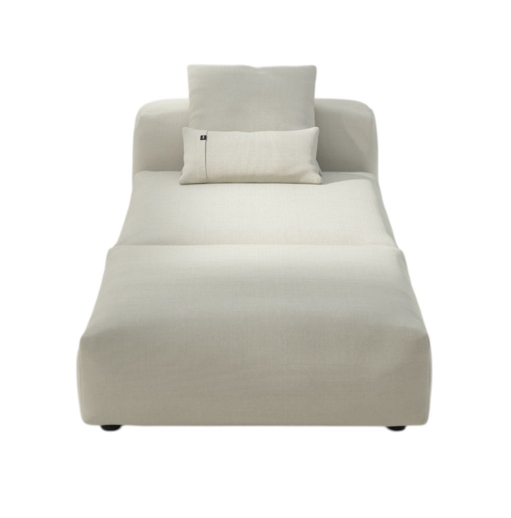 Vetsak Sun Lounger Outdoor Liege: Elegante, cremefarbene 2-Sitzer Sonnenliege mit Kissen für den Garten.