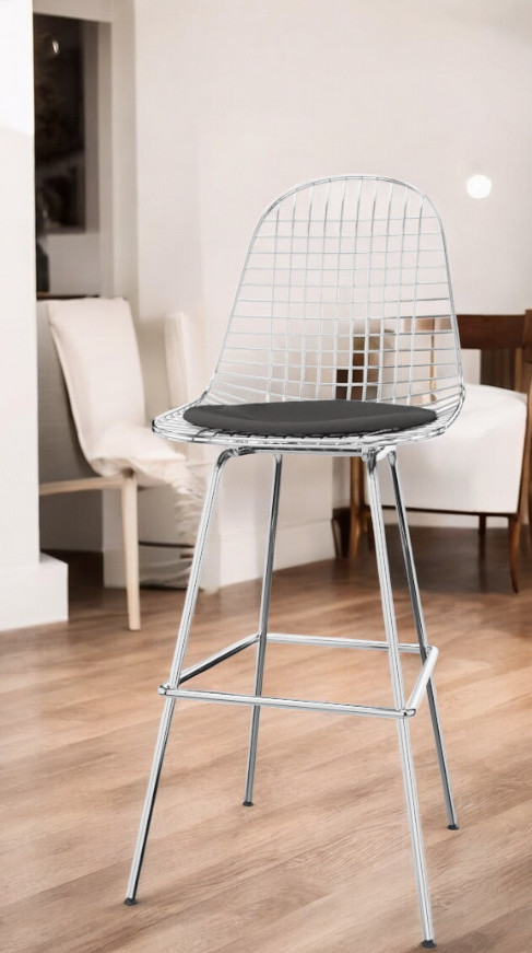 Eames Wire Bar Stool Medium with seat cushion Vitra 