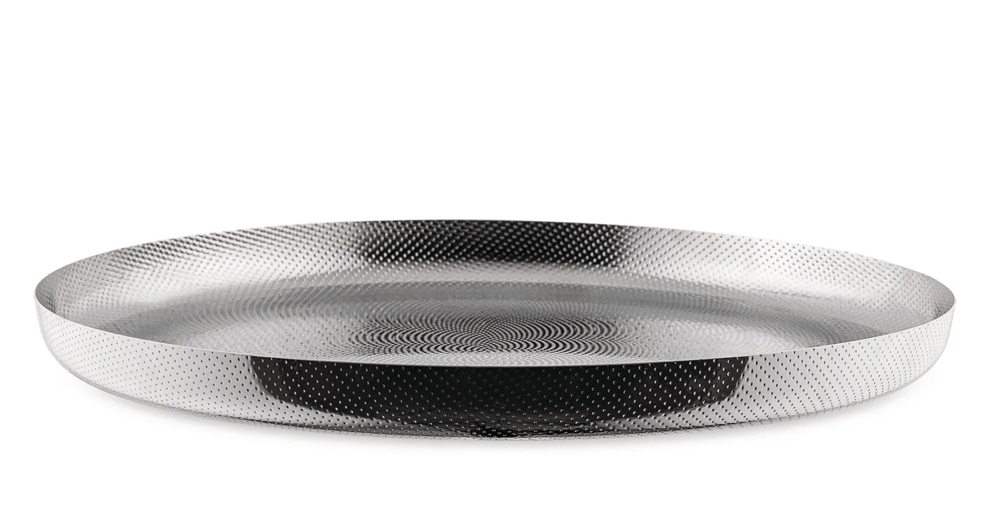 JM14/35 T Tray round stainless steel 18/10 with relief decoration Alessi SINGLE PIECES