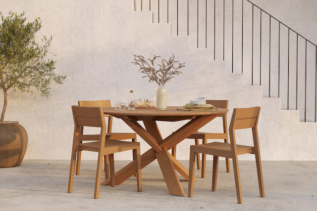 Circle Outdoor Dining Table Teak Ethnicraft