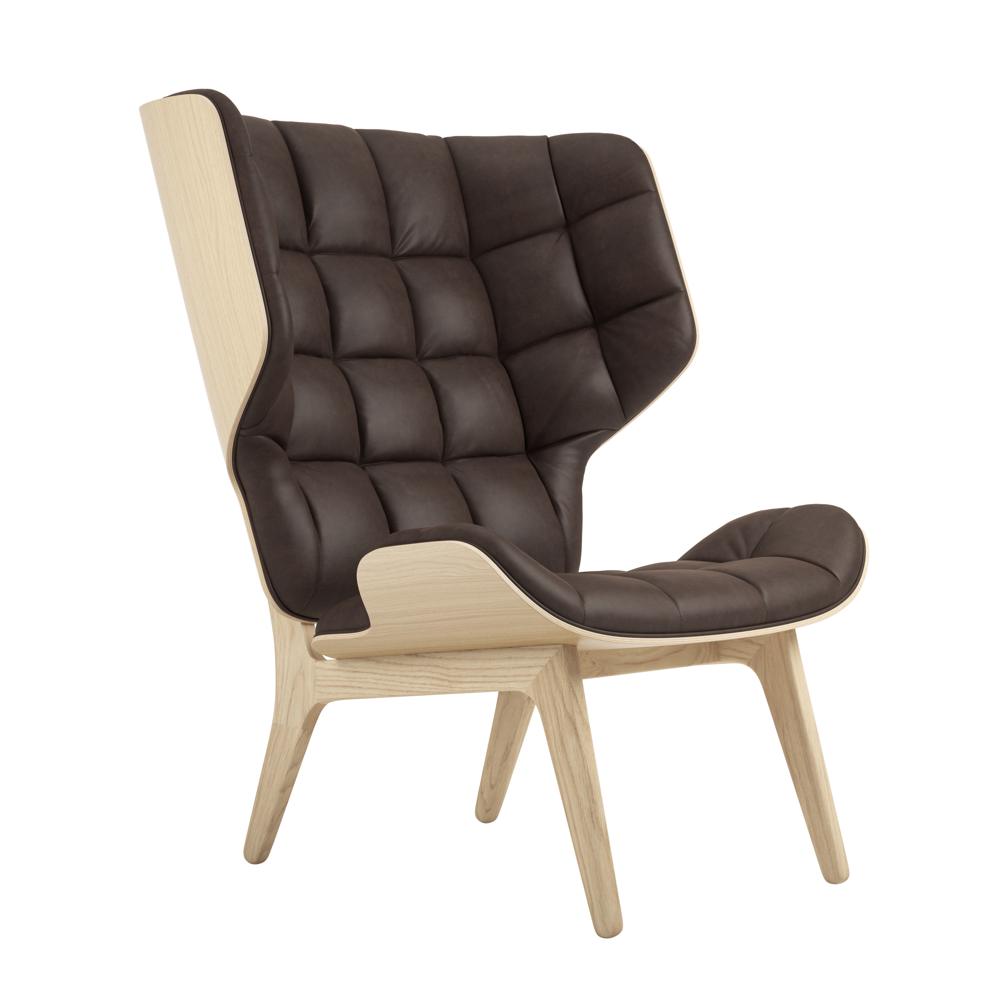 Mammoth Chair Leather Cover Norr11 Oak Natural Dunes Leather Dark brown