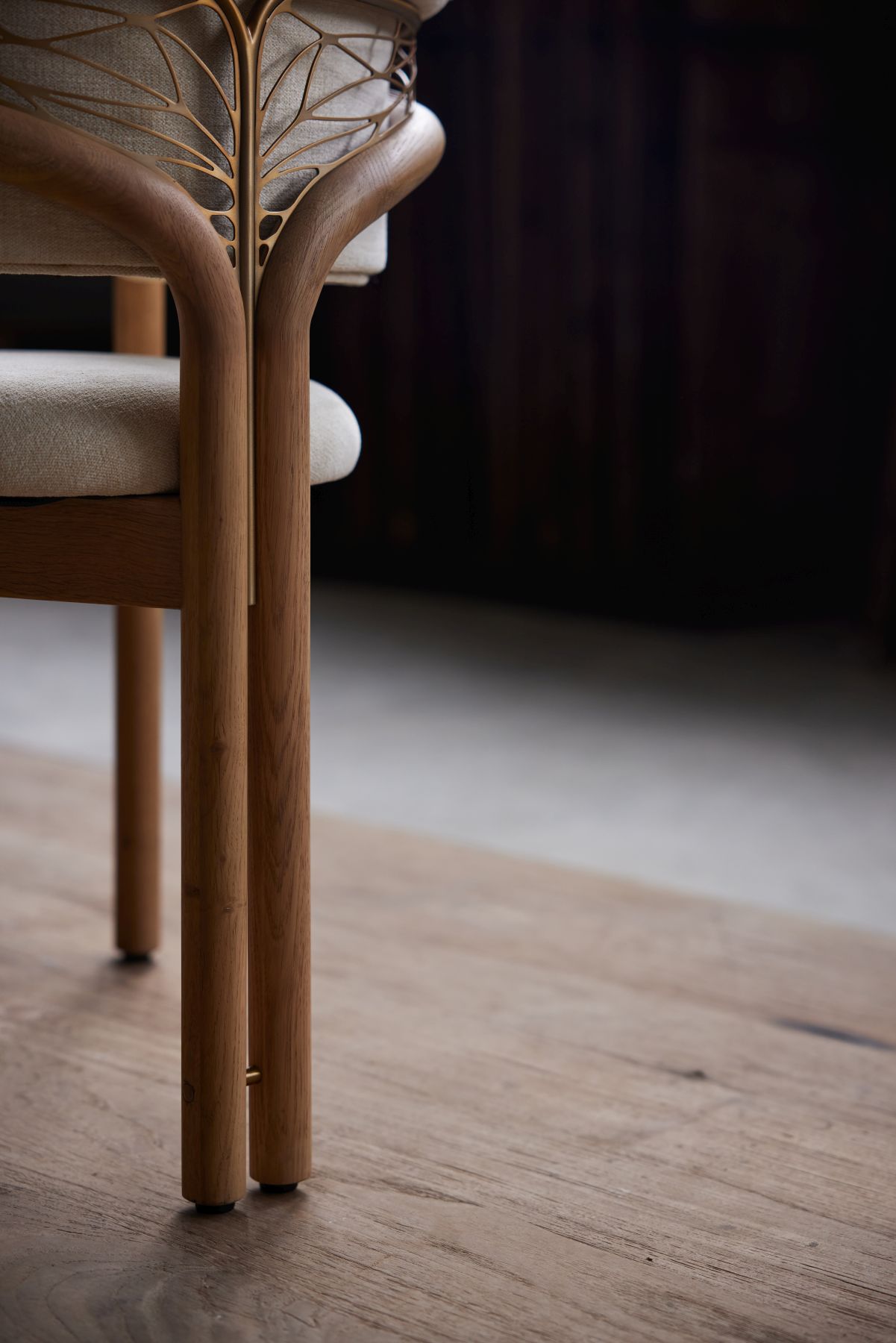 Volita Chair Brass colors - beige Chenille Morpho