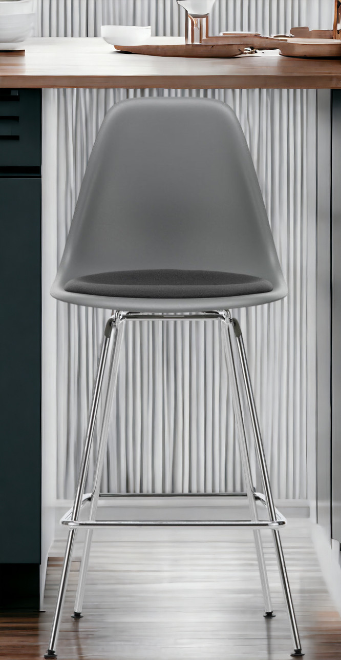 Eames Plastic Bar Stool Medium with seat cushion Vitra