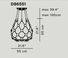 D86 Mesh Ceiling lamp Ø55cm - Cable length 1m Luceplan