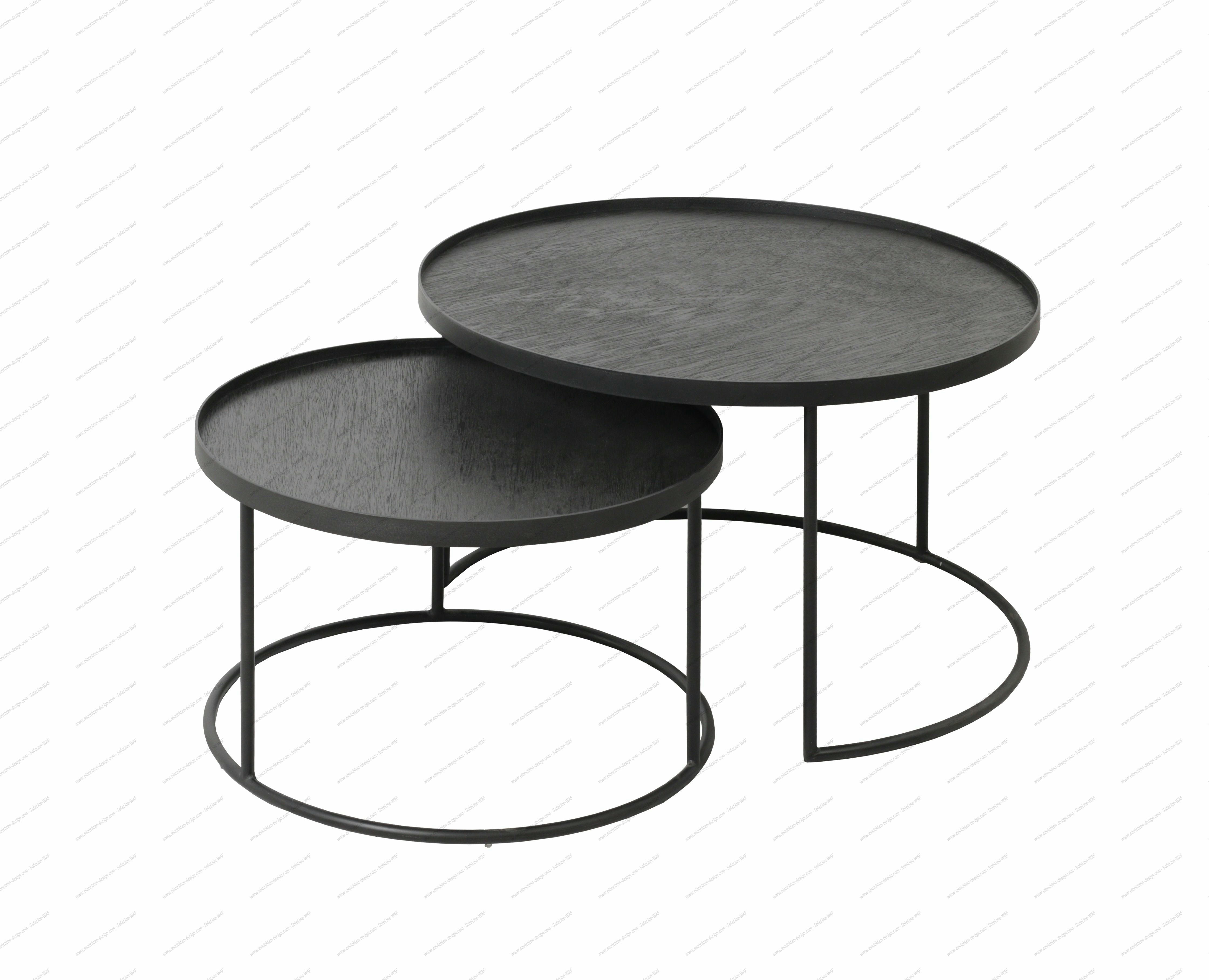 Coffee Table Set of 2 Black Round S/L Ethnicraft 