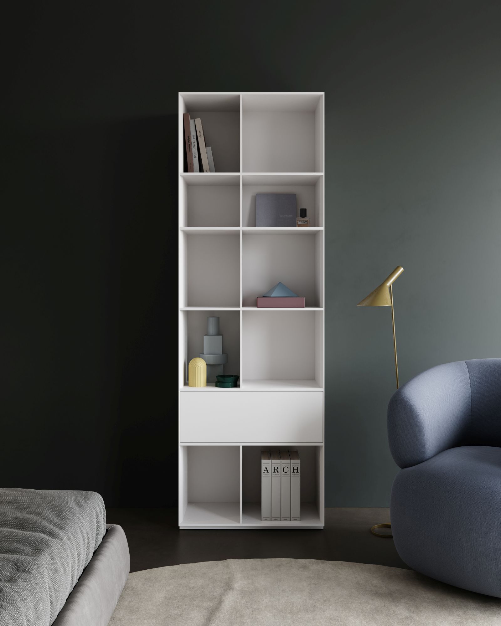 Nex Pur shelf with drawer and open Piure QUICK SHIP   