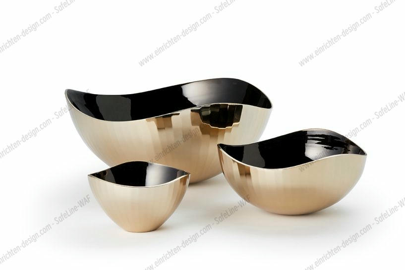 Lorenzo Schale von Philippi, ein dreiteiliges Schalen Set in Gold und Schwarz. Dekorative Schalen.