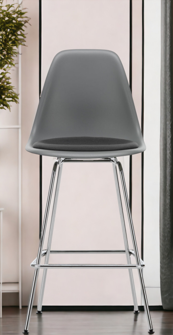 Eames Plastic Bar Stool Medium with seat cushion Vitra