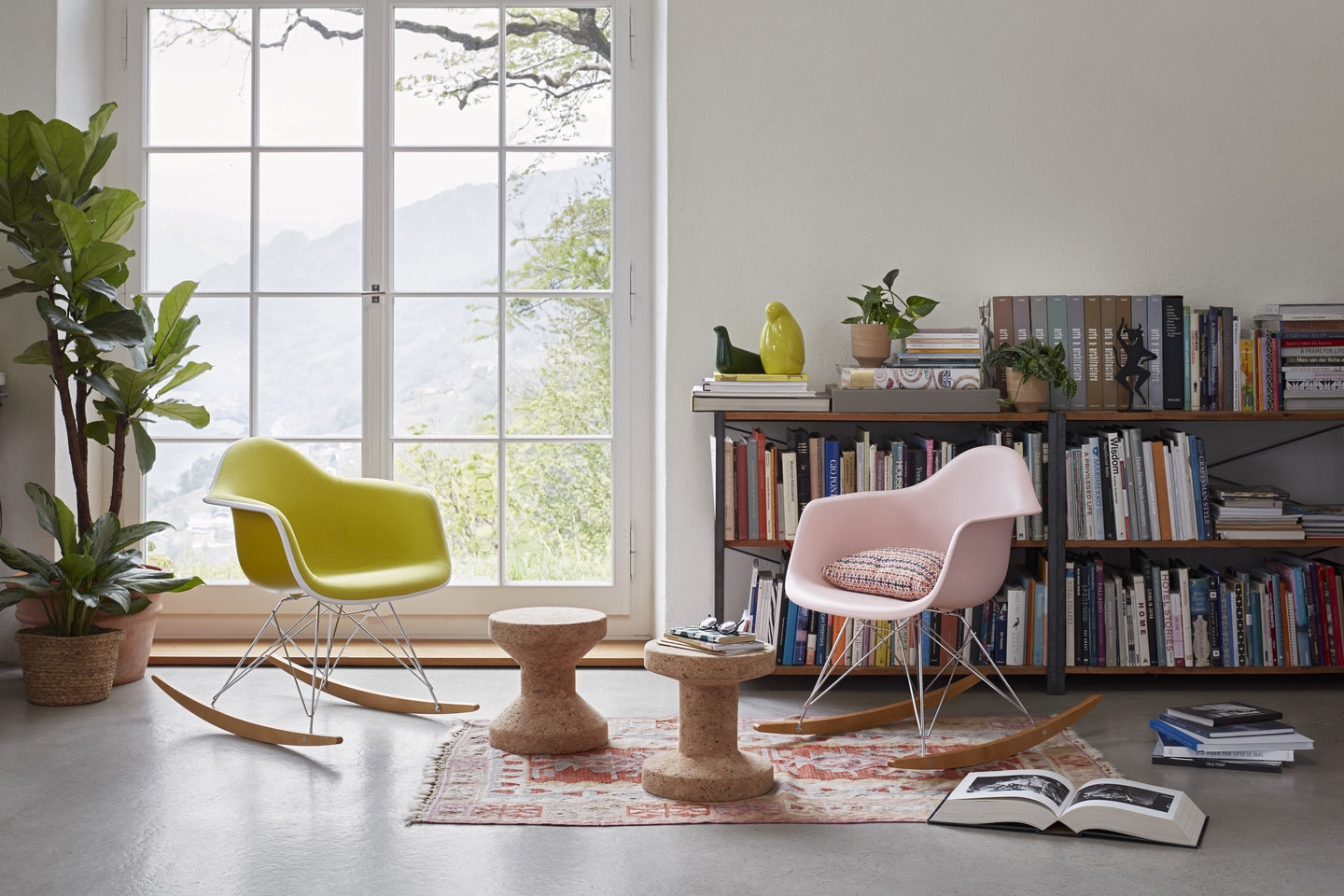 Eames Plastic Arm Chair RAR Rocking Chair Vitra Maple dark - Chrome - White