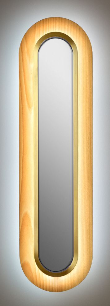 Lens LED Wall Lamp Superoval Metal Ring in Gold Beech LZF Lamps