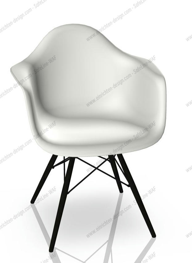 Eames Plastic Arm Chair DAW Chair Vitra Maple black - White