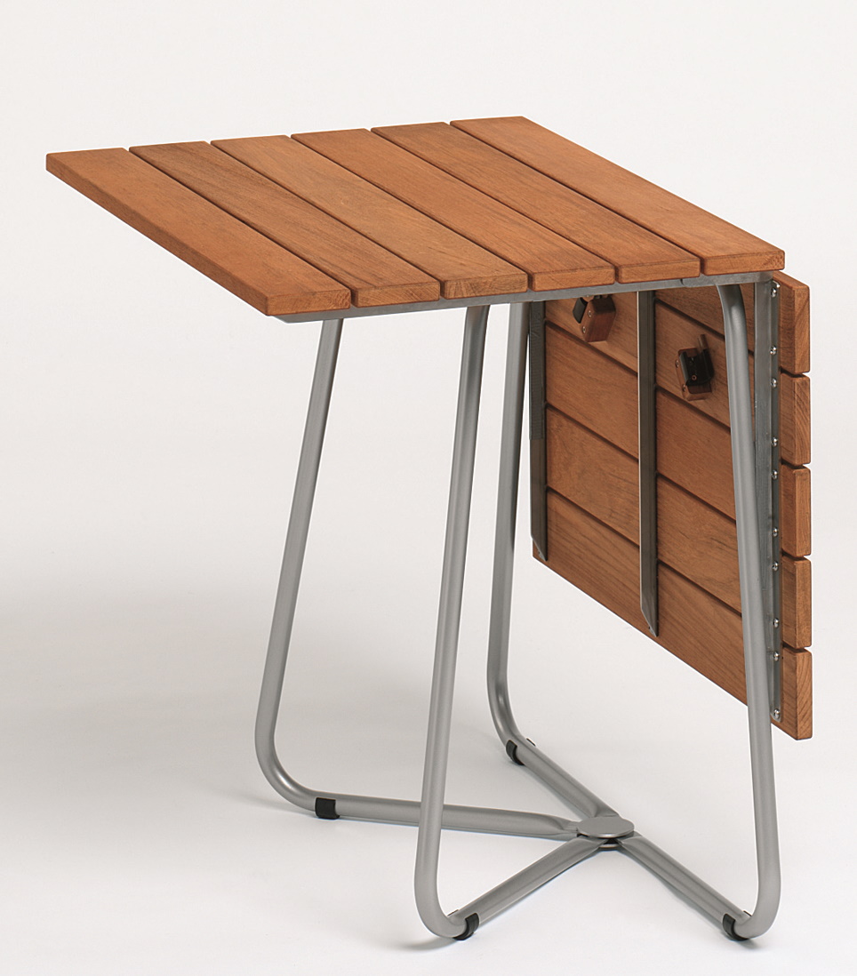 Balcony Folding Table Stainless Steel Frame Teak Weishäupl