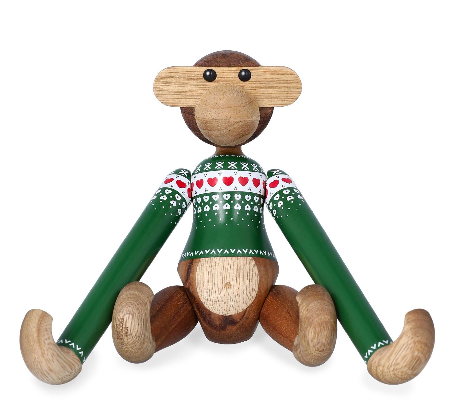 Christmas Jumper Monkey Green Small Wooden Figurine Kay Bojesen 
