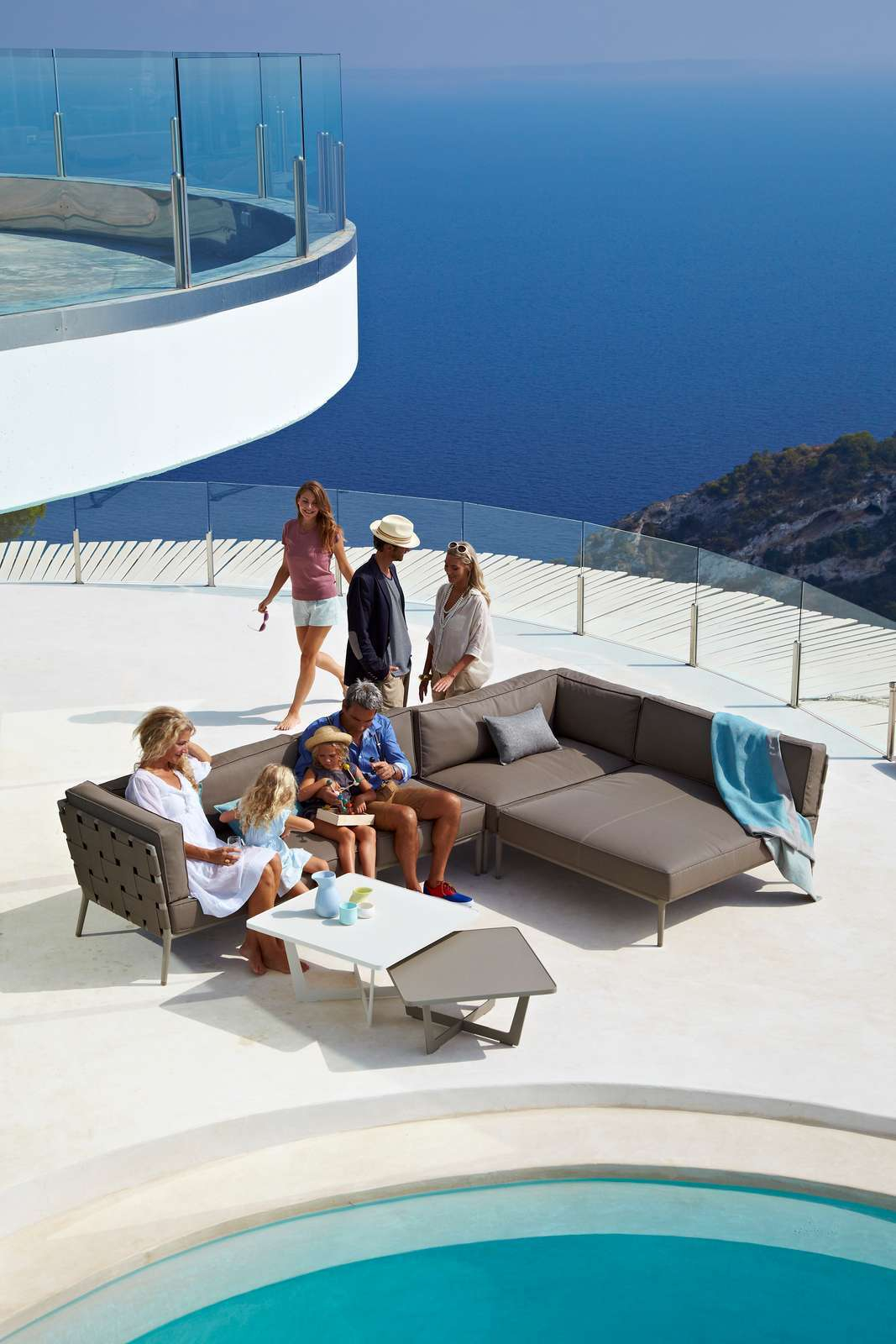 Conic Outdoor 2-Seater Modular Sofa left grey Cane-Line