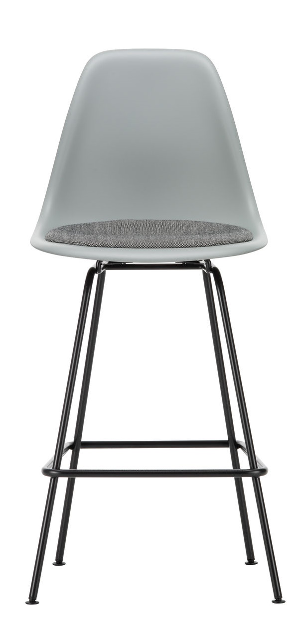 Eames Plastic Bar Stool Medium with seat cushion Vitra