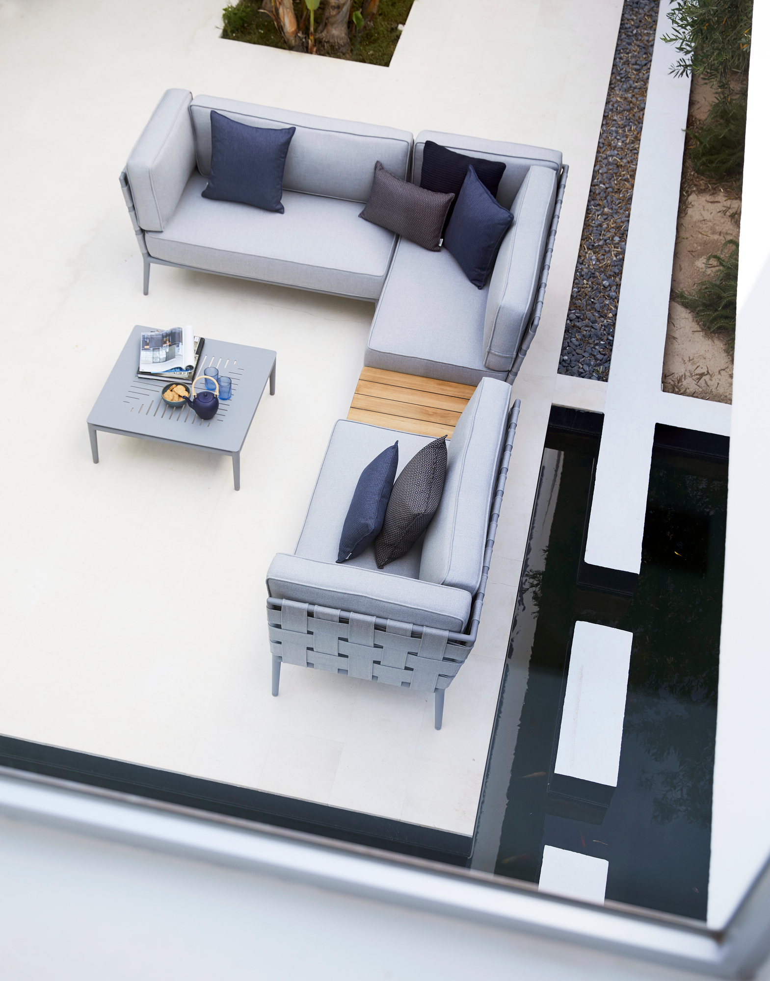Conic AirTouch Outdoor 2-seater modular sofa right light grey Cane-Line
