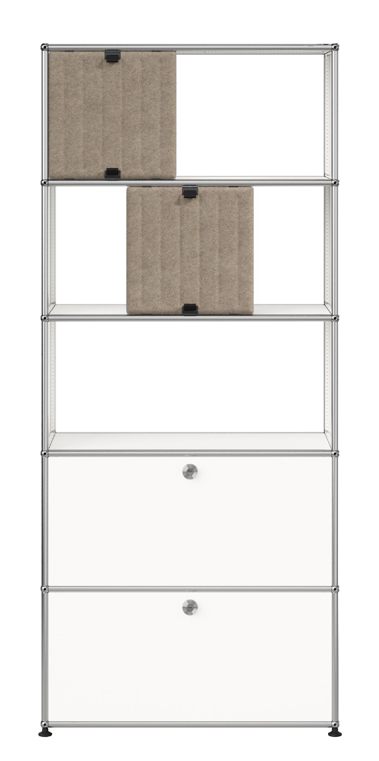 USM Haller shelving unit with Soft Panels M69 Pure White-Taupe