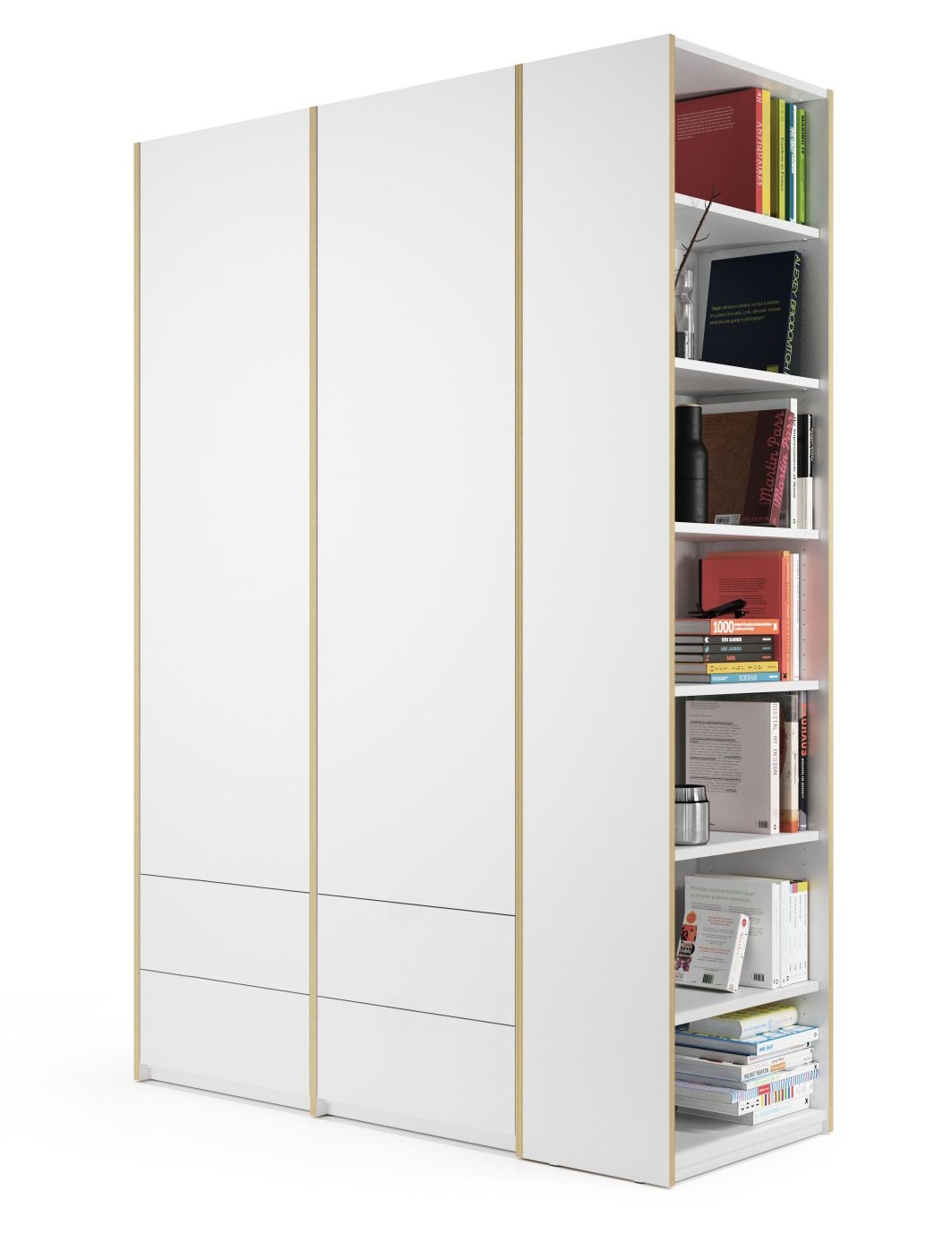 MODULAR PLUS wardrobe W 154.1 cm combination with add-on shelf right Müller Möbelwerkstätten