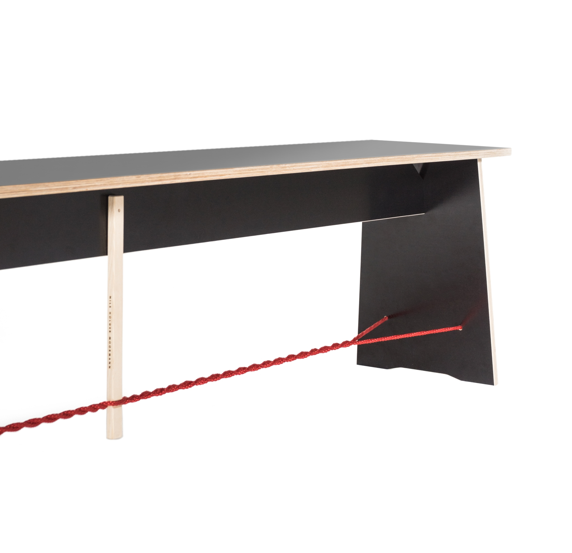 Langer Max bench 90 cm black rope red Nils Holger Moormann