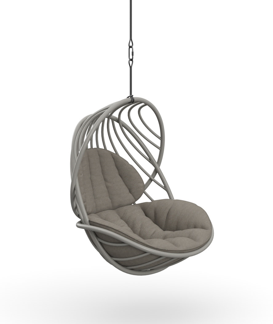 Kida Hanging Lounge Chair with Cushion Dedon Ease Touch 171 Upholstery Ash 478 DEDON 111005171 478