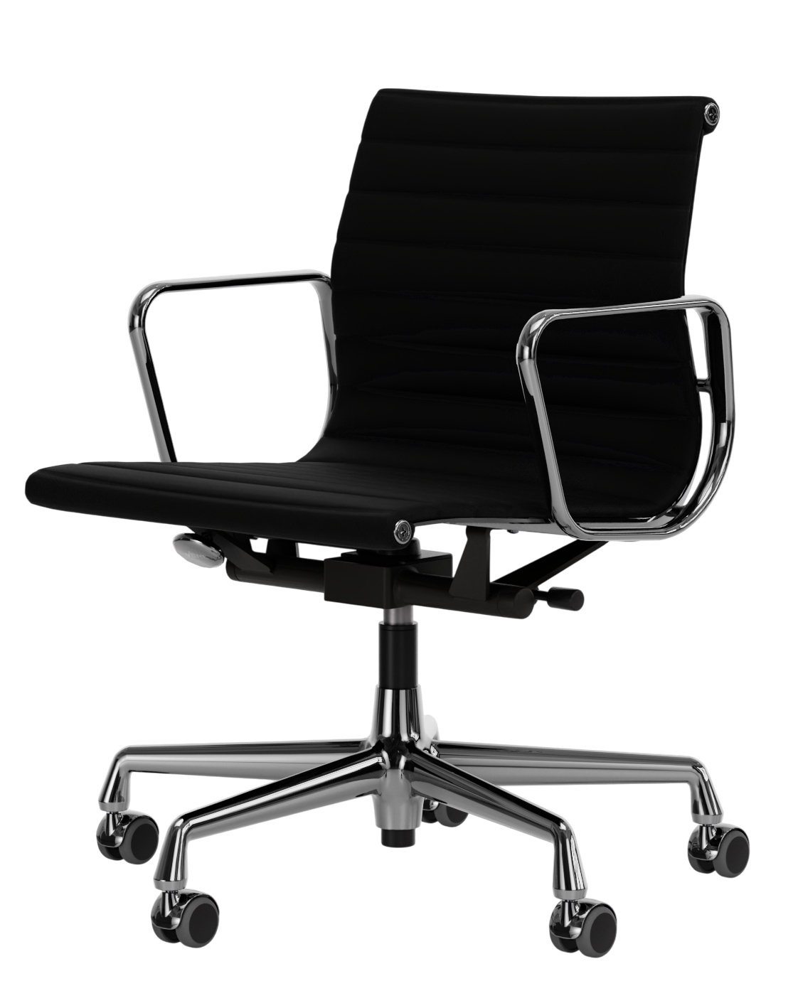 Aluminum Chair EA 118 / EA118 Chair Leather Premium Nero Vitra