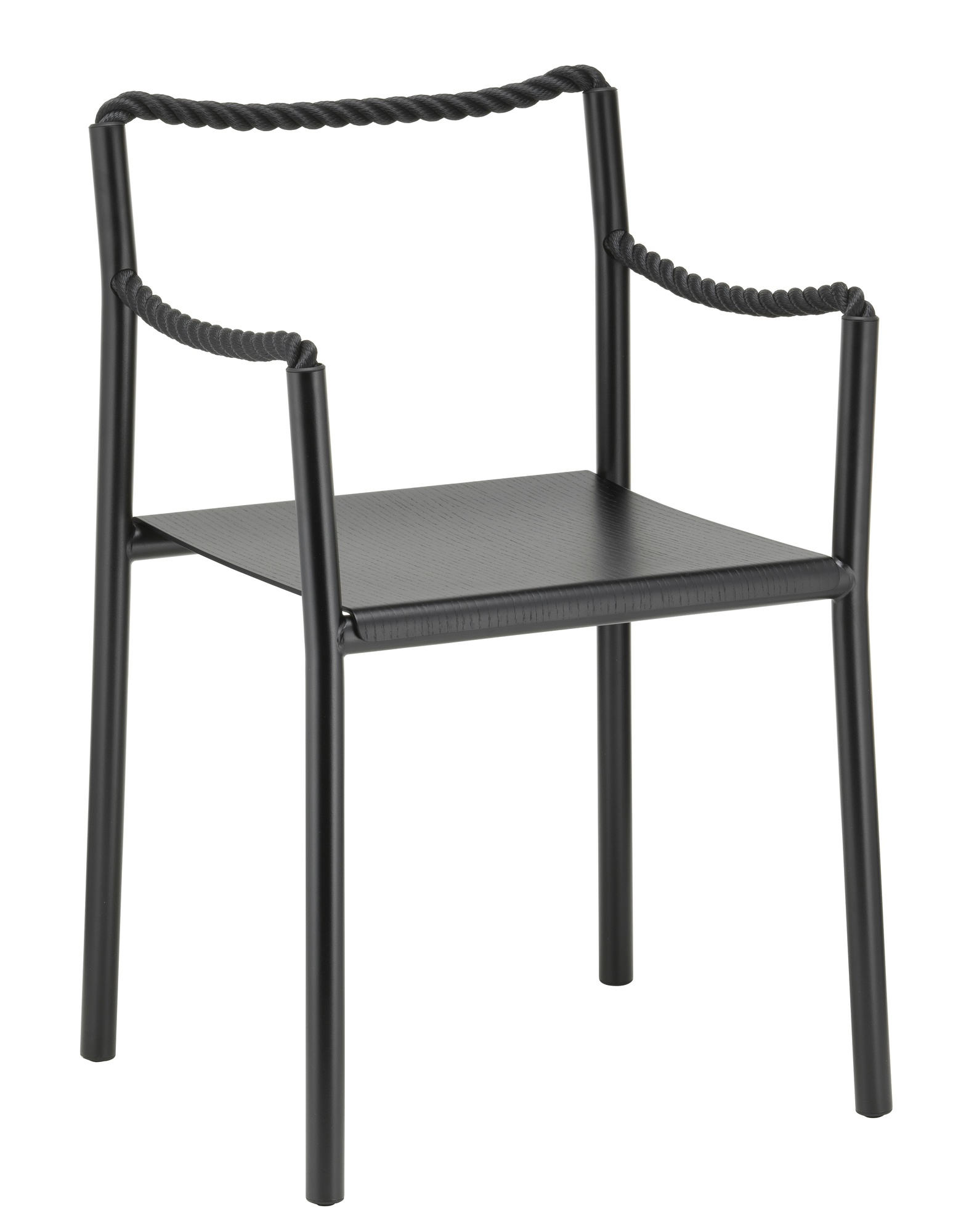 Schwarzer Rope Chair Stuhl von Artek: Moderner Designstuhl mit Seil-Details und minimalistischem Gestell.