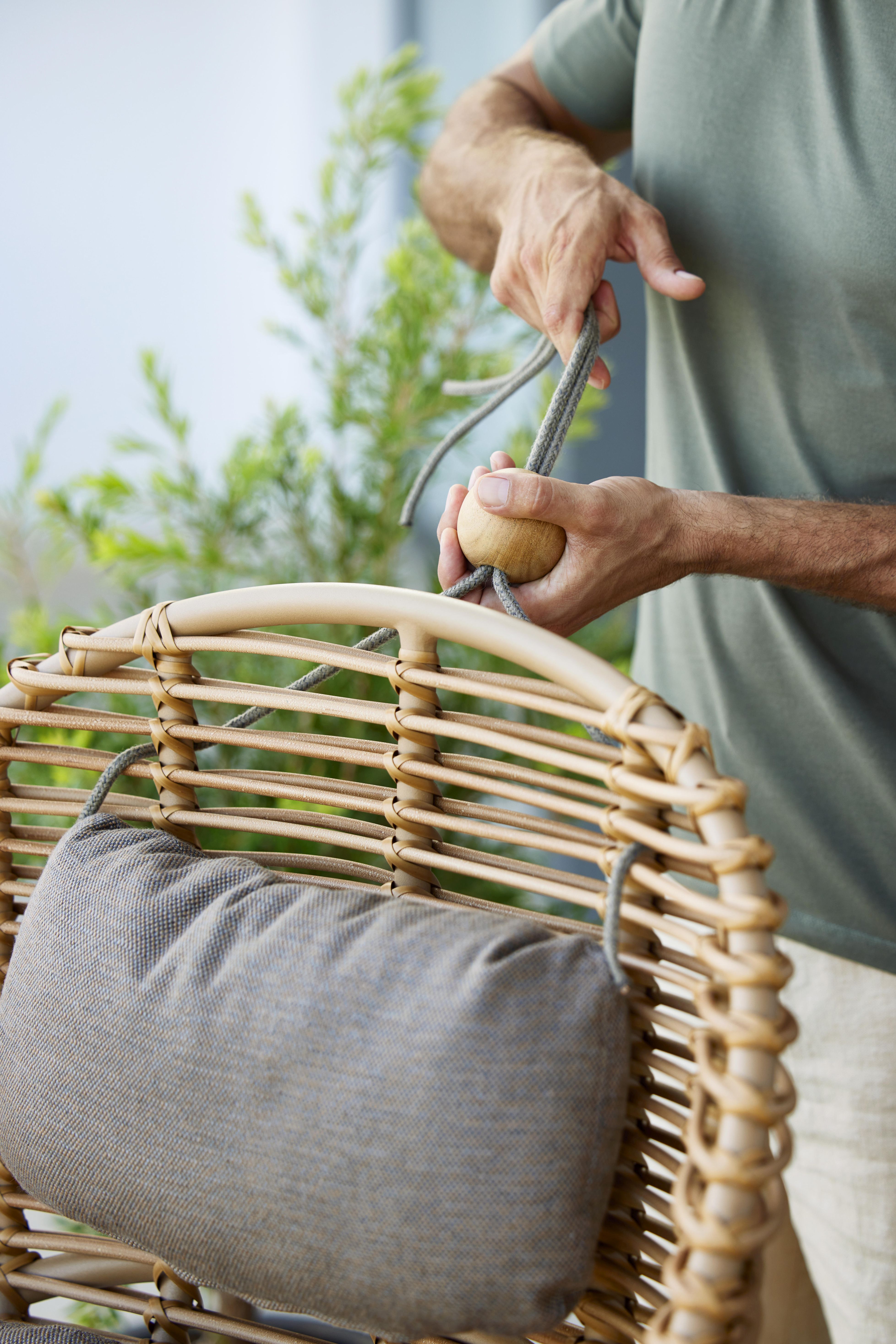 Hive Highback Armchair with Teak Cane-Line Legs
