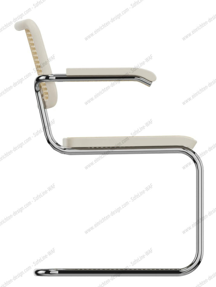 S 64 V tubular steel classic cantilever chair CHROME / BEECH WHITE GLAZED Thonet SINGLE PIECES