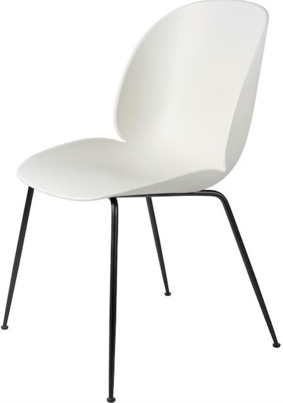 Beetle Chair Dining Chair Unupholstered Alabaster White Conic Base Black Gubi