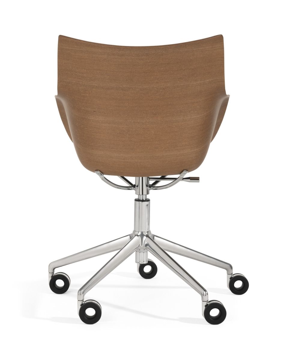 Q/Wood Swivel Chair SC Dark Wood / Chrome Frame Kartell