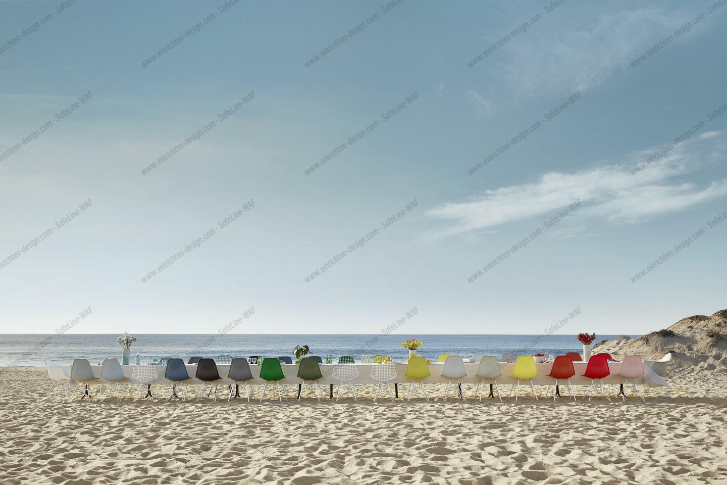 Eames Plastic Side Chair DSX Chair with seat cushion Vitra