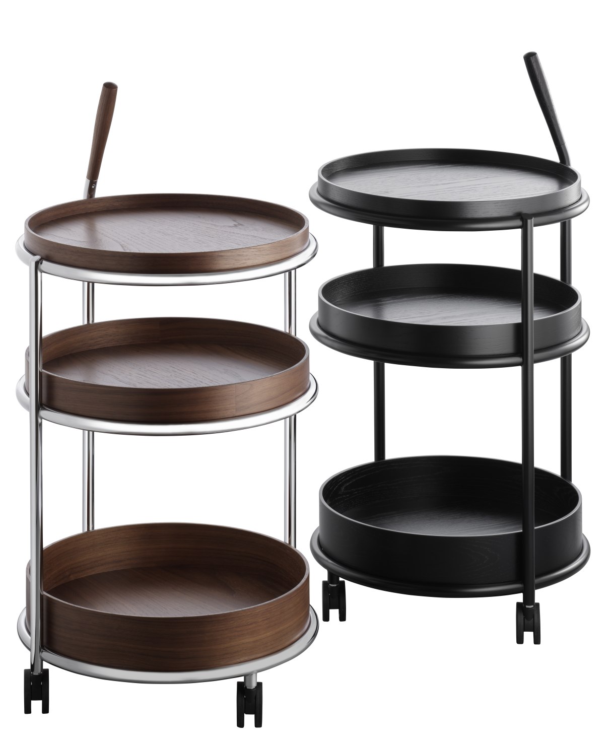 K6 Trolley Serving trolley Tecta oak black lacquered - steel tube black lacquered