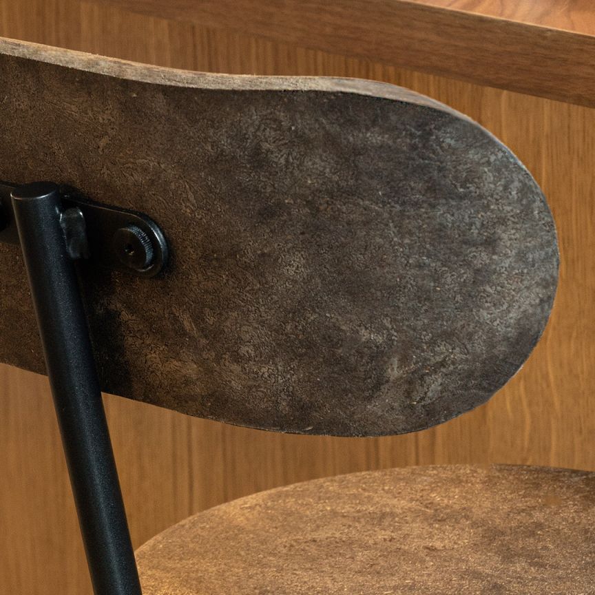 Earth Stool bar stool with Backrest Mater Waste dark H 104 cm