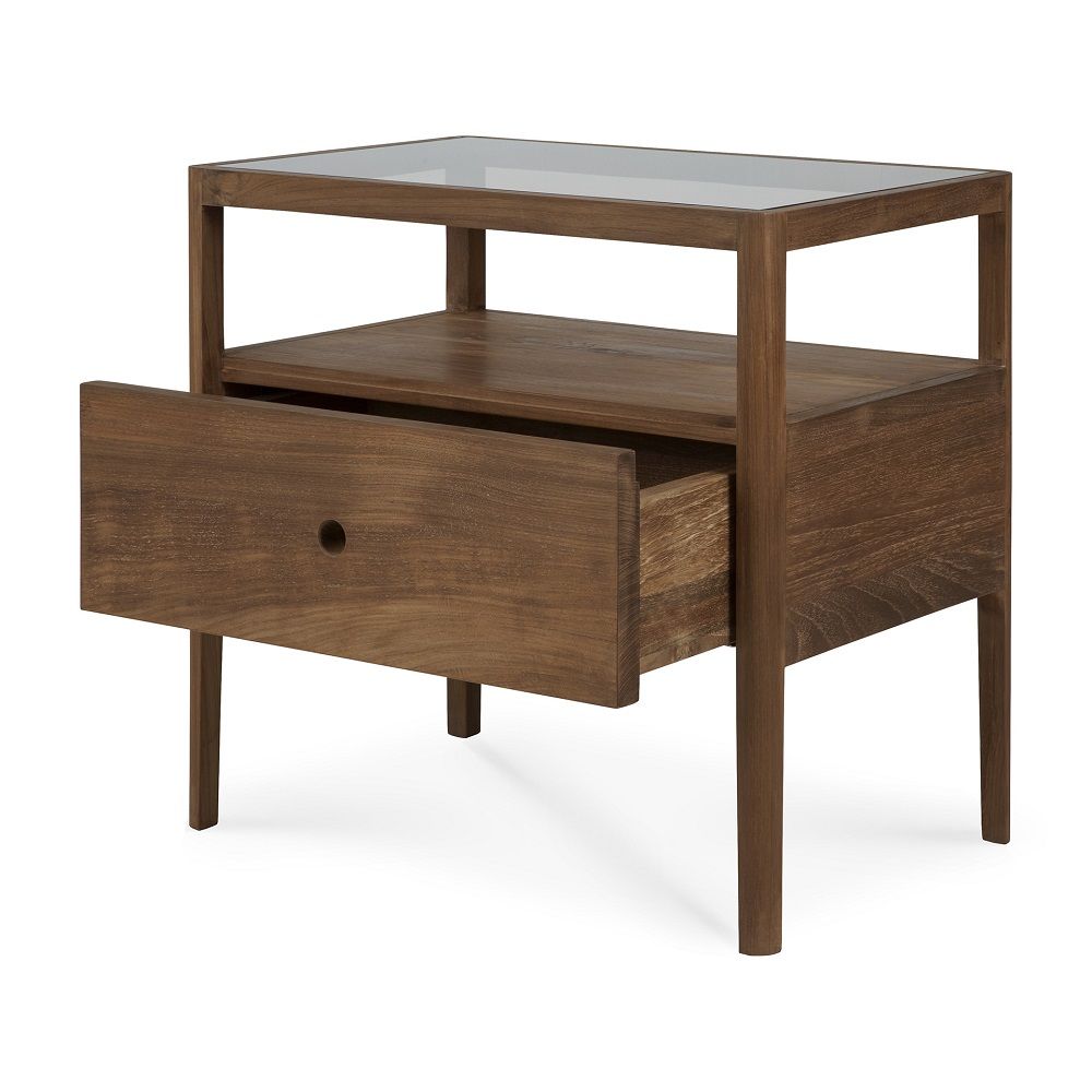 Spindle Bedside Table 1 Drawer Teak Ethnicraft