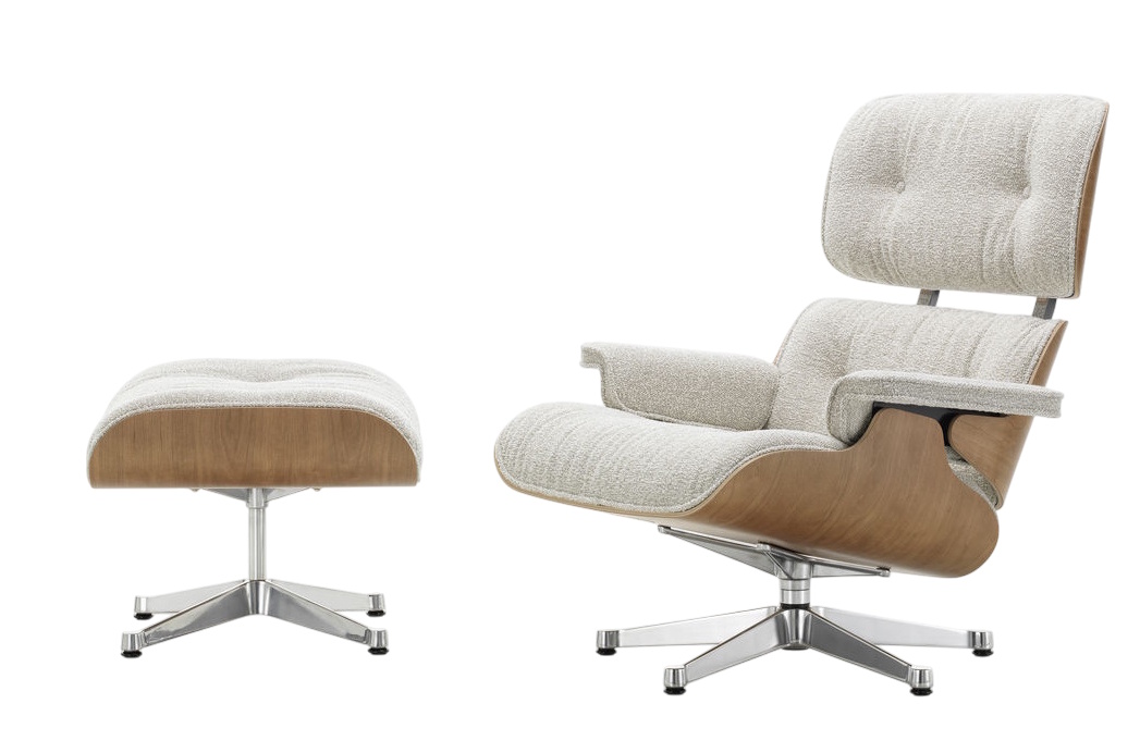 Eames Lounge Chair & Ottoman armchair PREFERRED COMBINATION Nubia, cream sand, polished, cherry wood