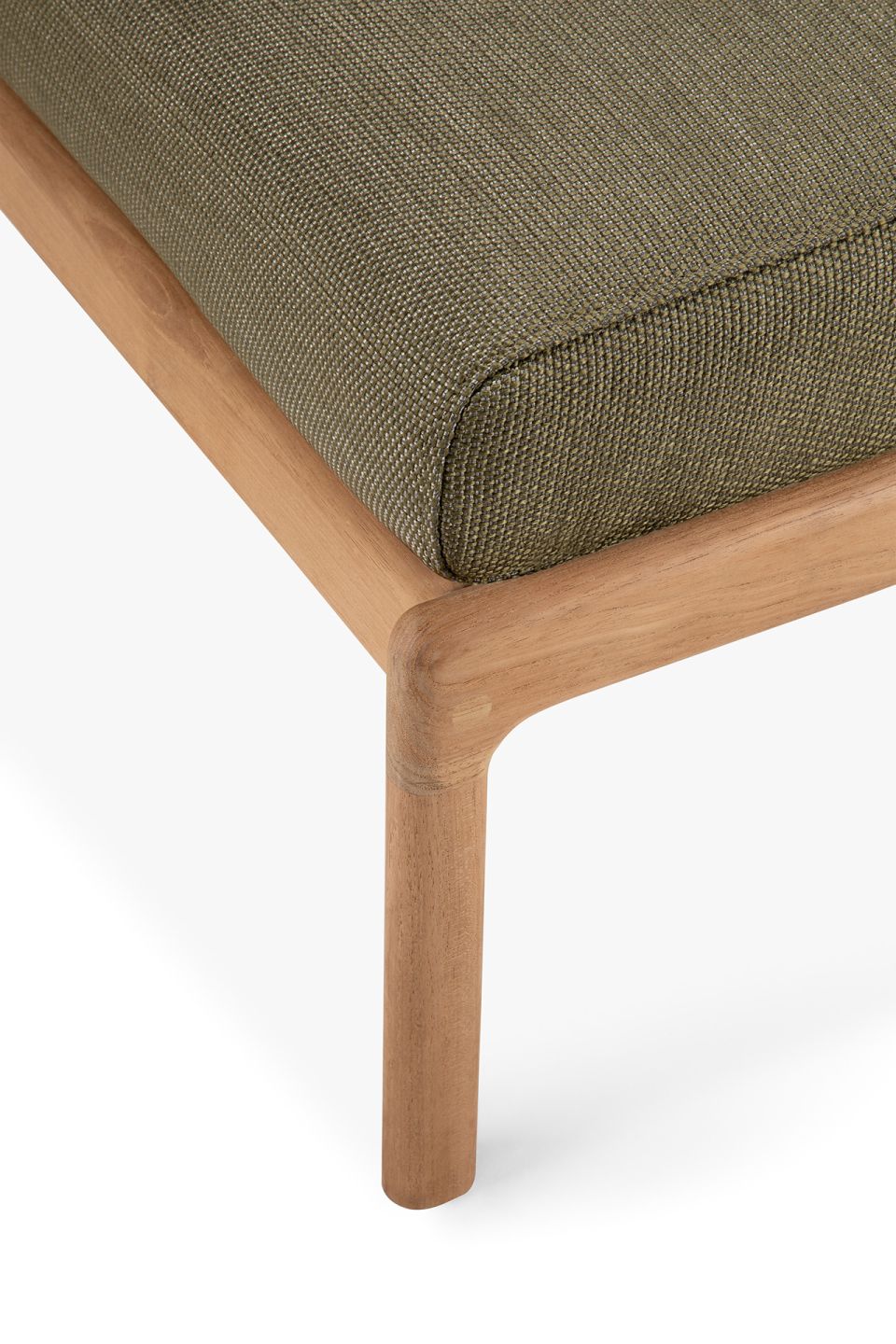 Jack Outdoor Upholstered Stool Teak Green Fabric Ethnicraft