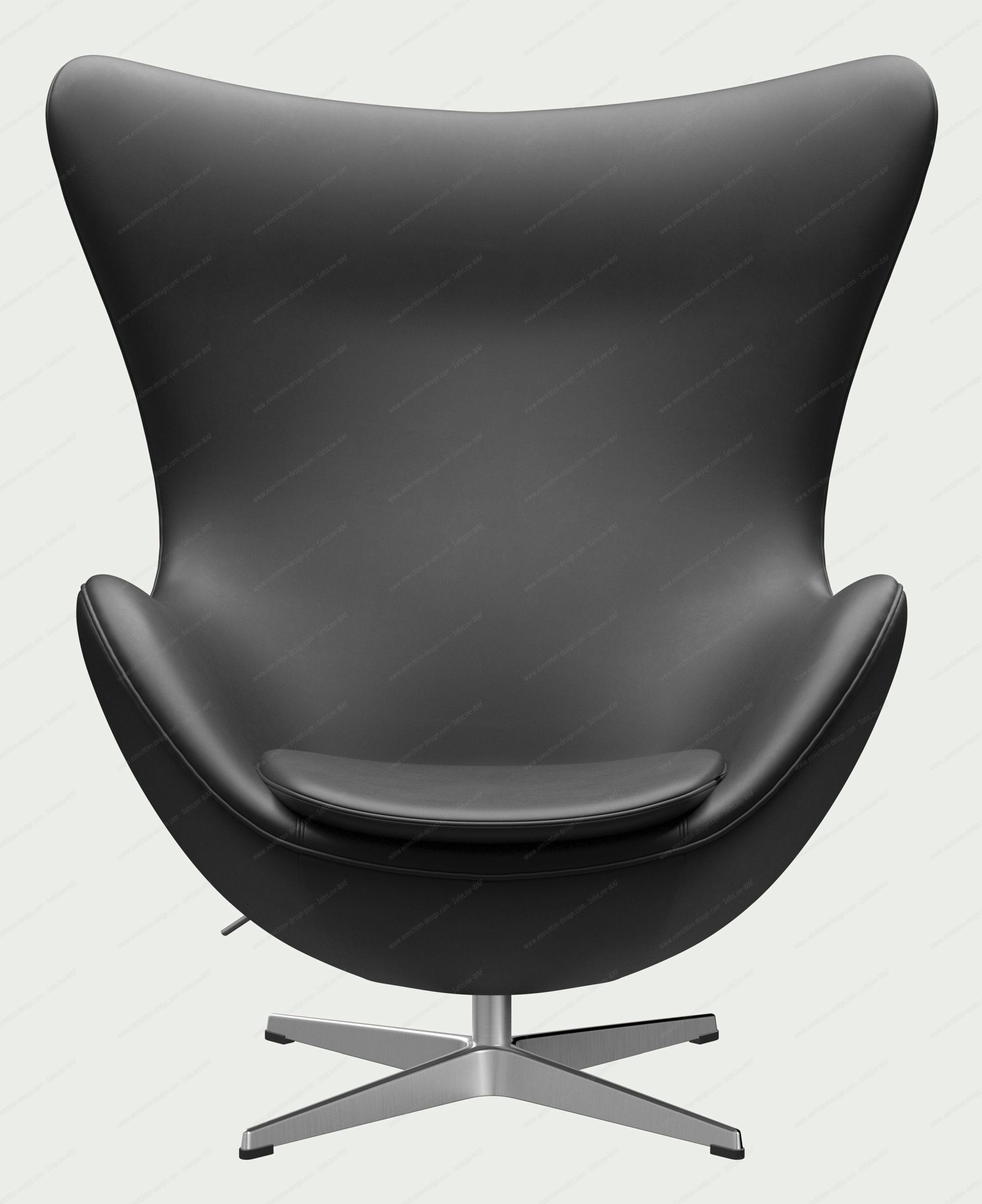 Egg Chair with Stool Action Model Essential Leather Black Fritz Hansen