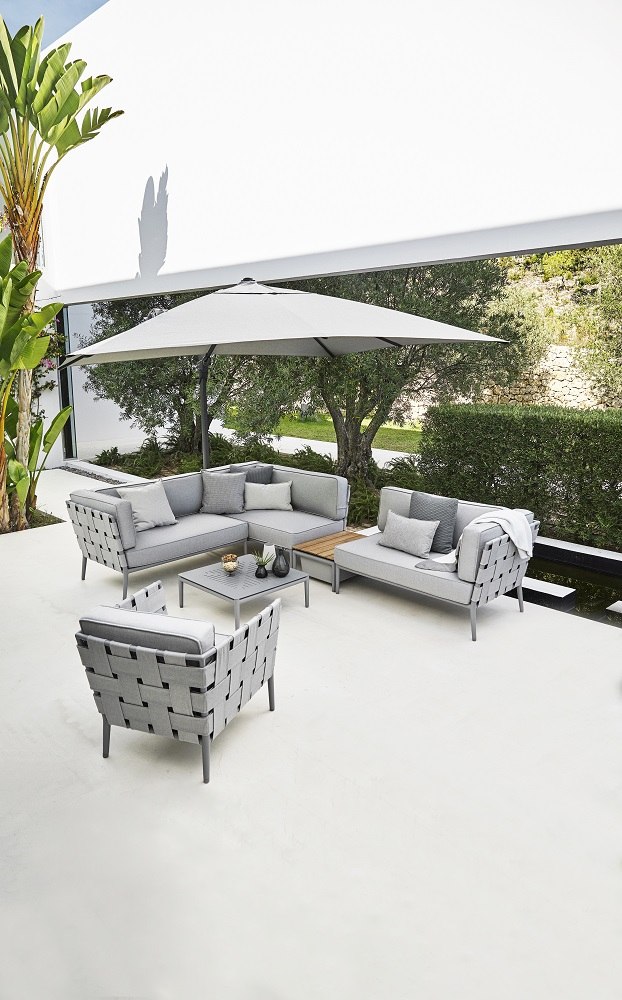 Hyde Luxe Tilt Parasol White including foot Cane-Line