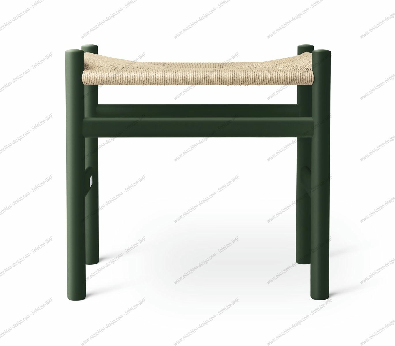 Grüner CH53 Hocker von Carl Hansen mit geflochtener Sitzfläche aus Naturmaterial. Design Hocker.