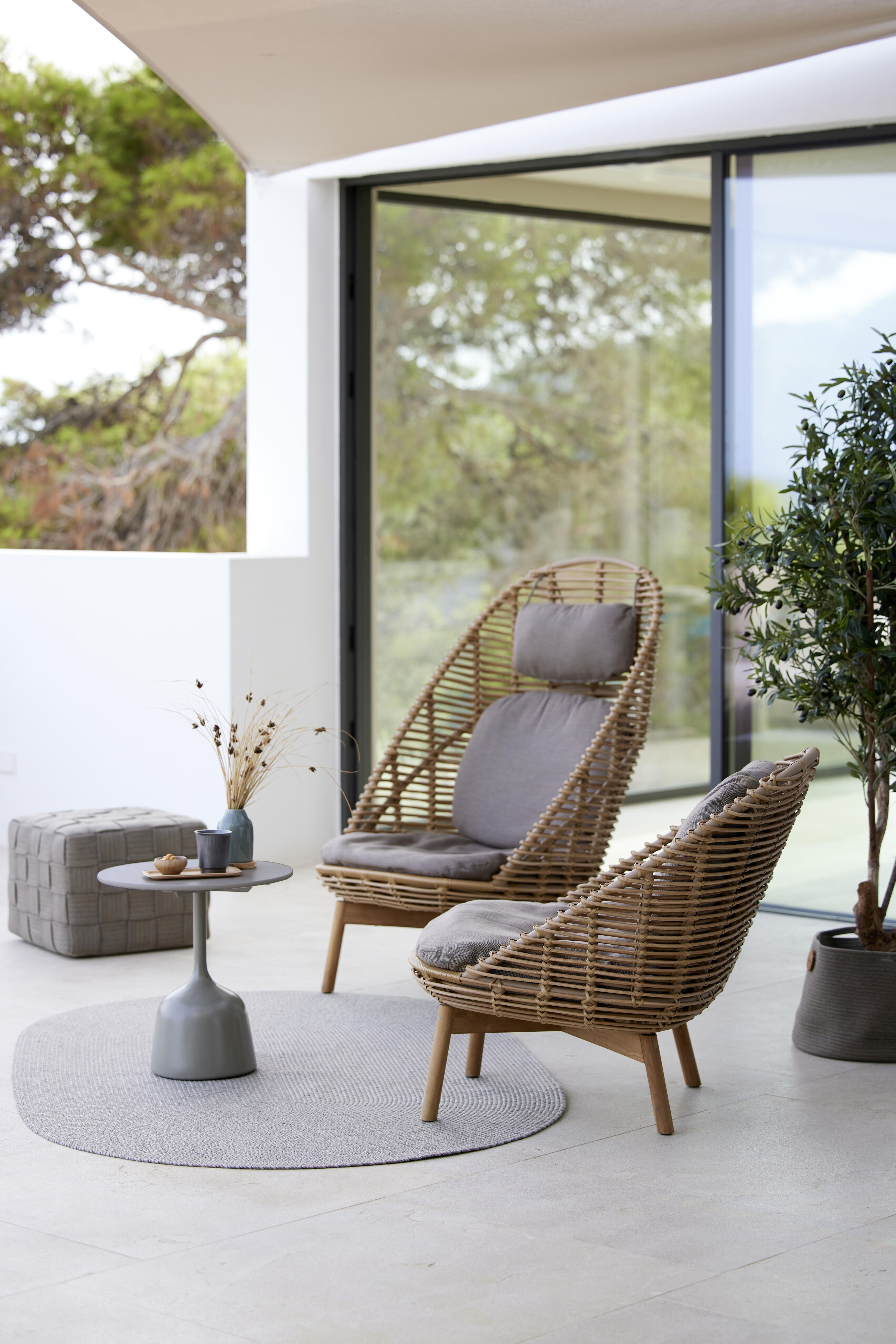 Hive Highback Armchair with Teak Cane-Line Legs